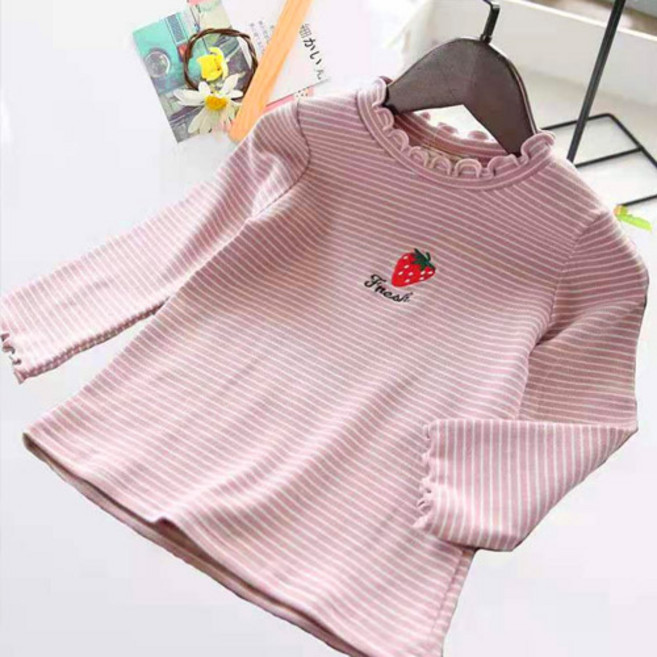 헬로가든 루디딸기줄지 티셔츠/핑크