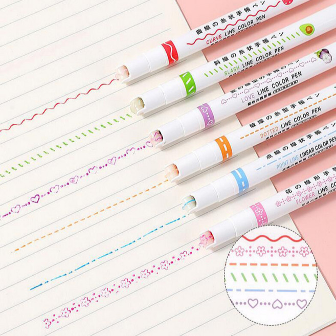 모소가 라이너 컬러 스탬프 펜 6P, 1개