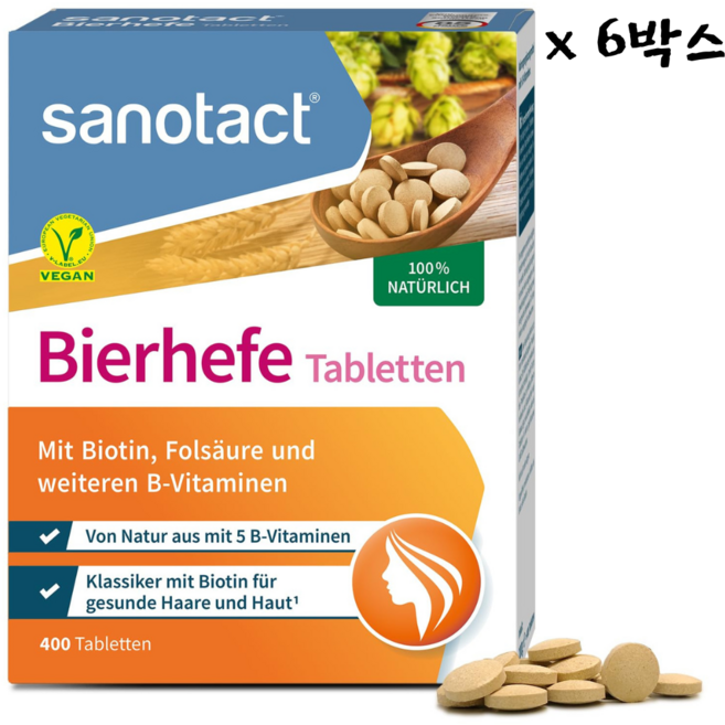 자노탁트 비어해페 비오라보 천연 맥주효모 400정, 6박스