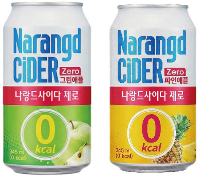 나랑드사이다 그린애플 파인애플 345ml 9개씩 18개입 제로 탄산음료
