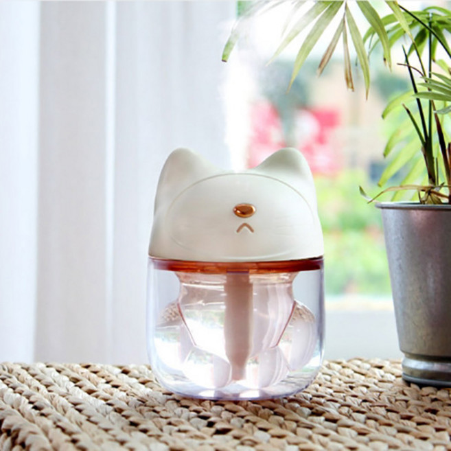 H01 고양이 발바닥 미니 가습기 LED USB 초음파 차량용 탁상용 사무실, H01 고양이 발바닥 미니 가습기 - 핑크