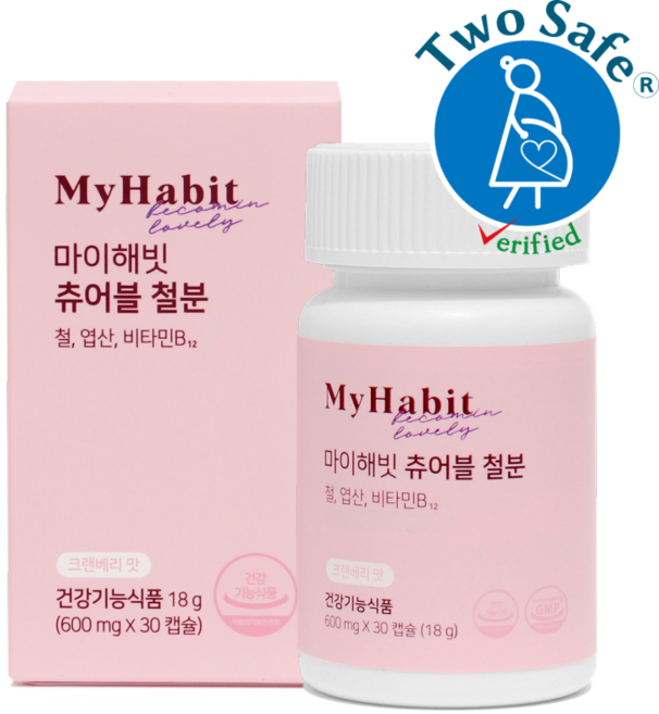 마이해빗 츄어블 철분 크랜베리 맛 600mg, 30정, 1개
