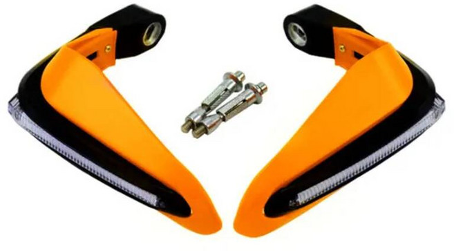 너클 가드 핸들 바 커버 바람막이 윈드 쉴드 오토바이 핸드 실드 보호 LED 라이트 1 쌍 CB 500X 600F CBR 125R 250R 300R XR 250, Orange