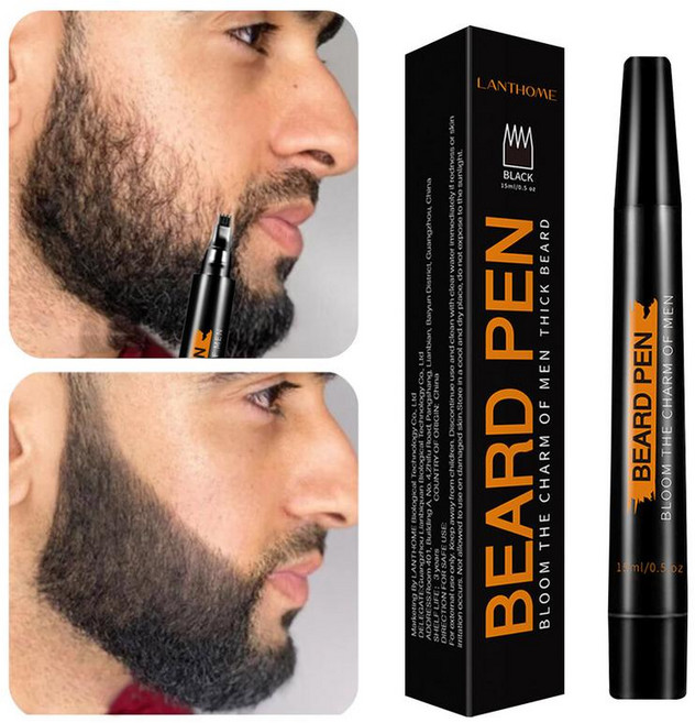 아이브로우 인핸서 수염 펜 필러 연필 남성 블랙 브라운 4팁 디테일링 콧수염 눈썹 이발사 마커, [01] 옵션1