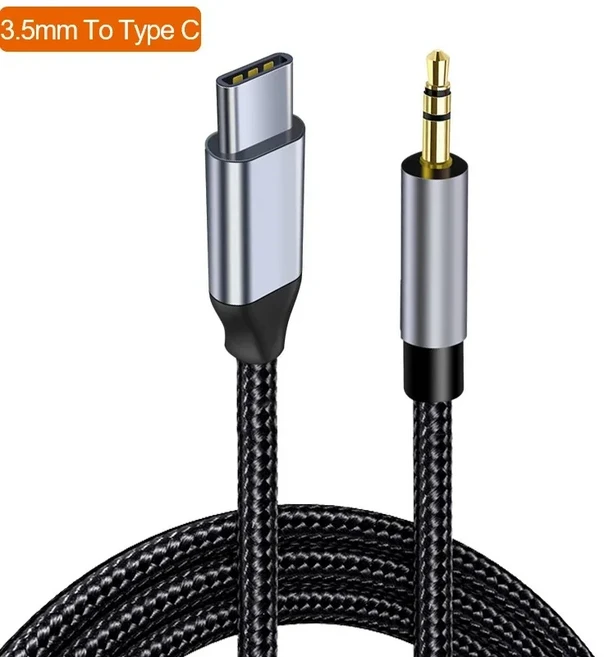 2m USB C타입 - 3.5mm 잭 AUX 케이블 DAC 오디오 어댑터 (휴대폰 핸드폰 헤드폰 차량용 HIFI 스테레오 사운, 01 0.5m, 01 Type C to 3.5mm