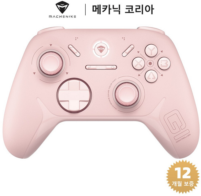 Machenike 메카닉 G1 무선 게임패드 듀얼 1000Hz 쿼드 홀 시스템 PC 안드로이드 iOS 닌텐도 스위치2 호환 게이밍 컨트롤러, 1개, G1-핑크(홀 시스템)