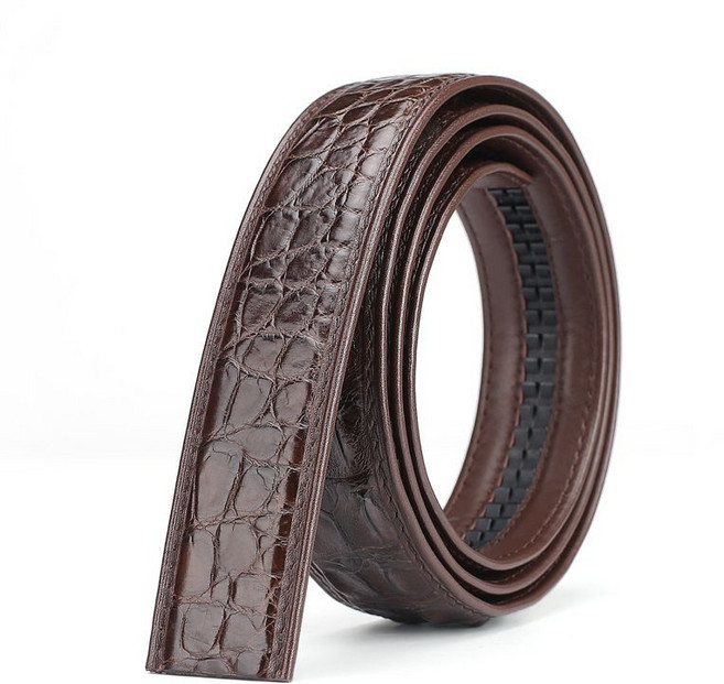 남자 고급 수제 악어가죽 정장 벨트 자동 버클 교체용 가죽 허리띠 선물