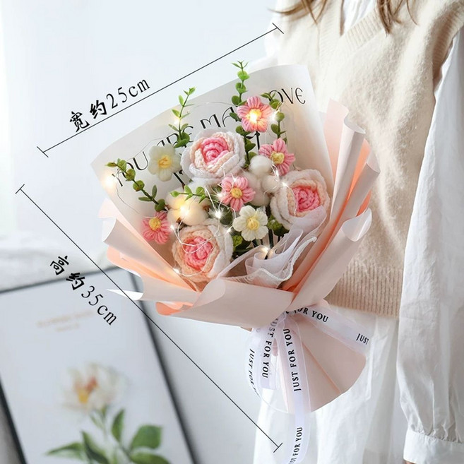 뜨개 꽃다발 완제품 믹스 핸드메이드 기념일 니트 뜨개질 탄생화 꽃 키링 뜨개꽃