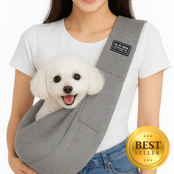 오썸머 강아지 고양이 메쉬 슬링백 이동가방 포대기, 1개, 그레이
