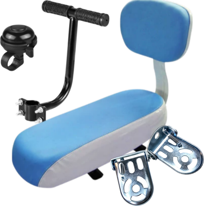글로리존 자전거 뒷좌석 등받이 안장 발판 손잡이 벨 풀세트, 1개, 블루