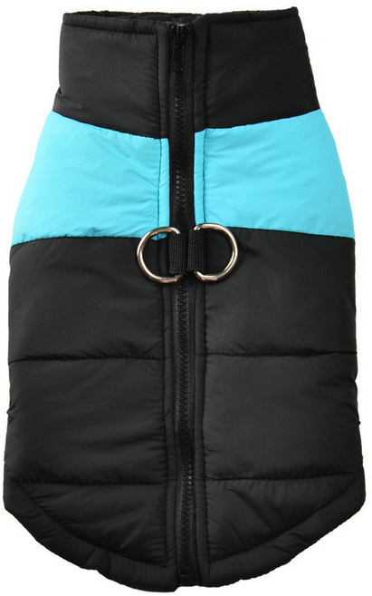 前置拉鍊D型環保暖背心, 寵物防寒羽絨衣 3XL-藍色, 1個