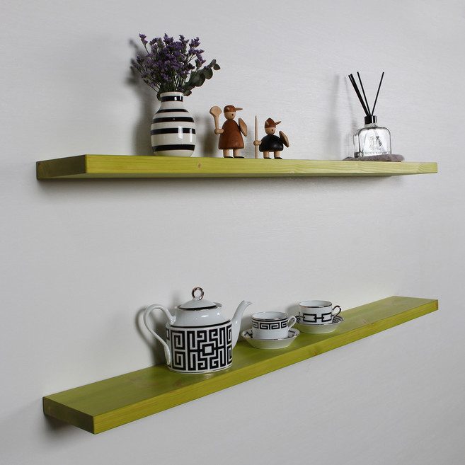 주문제작 긴선반 인테리어 벽걸이선반 무지주 원목 벽선반, 라임그린(칠도장)