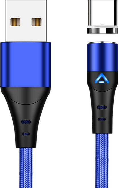 3A 초고속 충전 마그네틱 USB 케이블 360도 회전 마이크로 타입 C 코드 휴대폰 와이어, [04] 3A blue Type C Cable, 2m, 1개