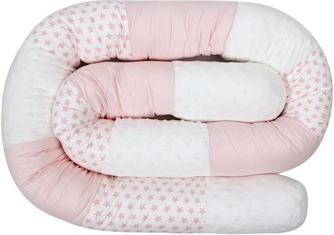 ins網紅加長款拼接兒童牀圍 跨境嬰兒牀圍可拆洗寶寶睡眠護欄牀靠, 粉色