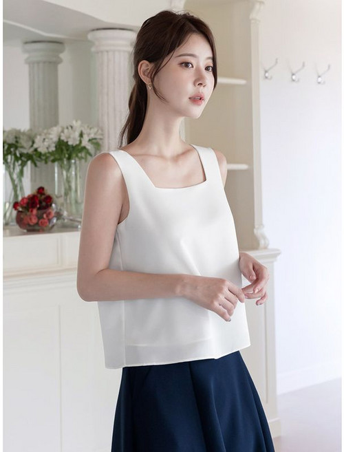 시크라인 XXL까지 베이직 스퀘어넥 안감 민소매 블라우스 여름 필수 나시 이너 오피스룩 데이트 모임 미시 빅사이즈