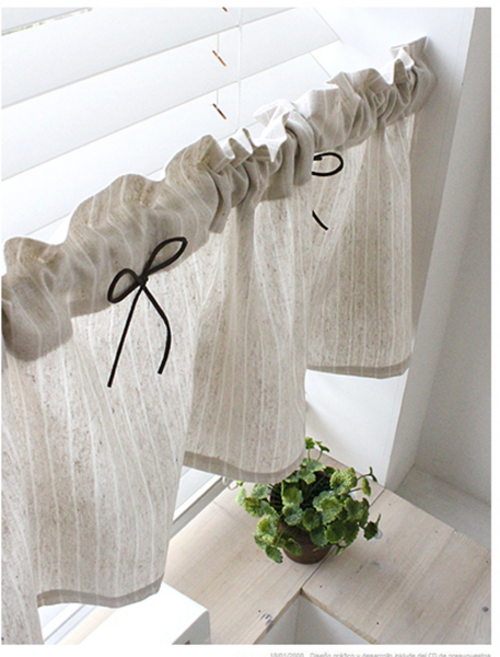 오트밀 베이지 바란스 미니주방커튼 가리개 2타입