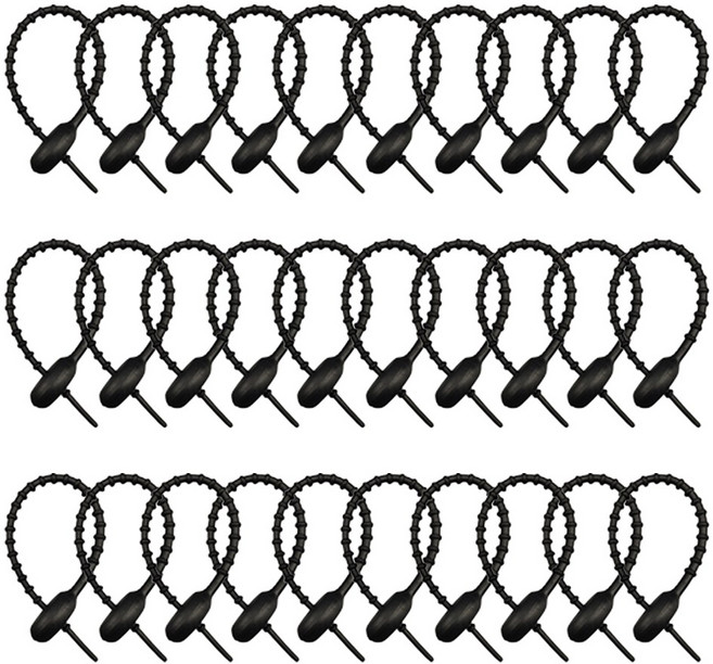 바이유즈 실리콘 케이블타이 전선정리 키링, 블랙, 30개