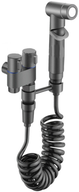 馬桶噴槍沖洗器 圓柱款不銹鋼噴槍-3米管 【D1槍灰色】, 【D1槍灰色】圓柱款不銹鋼噴槍-3米管