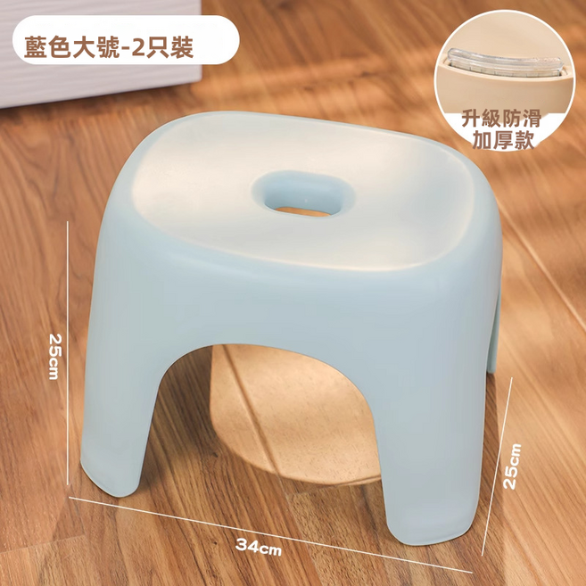 GUEFOON 塑膠方凳可疊放矮凳居家餐桌凳, 1件, 藍色 大號 2個裝（7372）:如圖所示