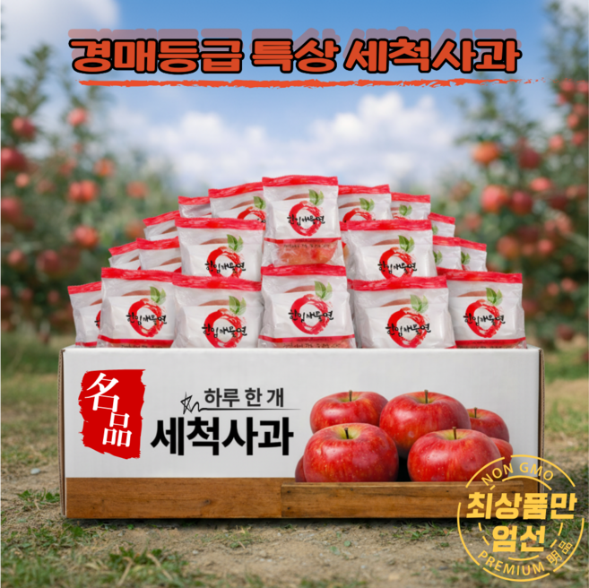 [특상급] 정품 세척사과 껍질째먹는 고당도 사과 가정용 미니 옵션 포함, 1세트, 2kg (가정용)