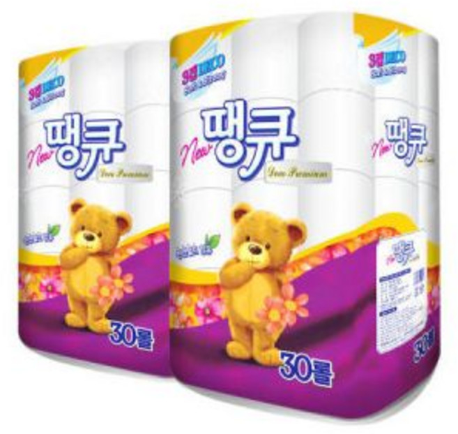 땡큐 3겹 두루마리휴지 화장지 14M 30롤 X 2개