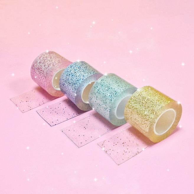 로앤제이 KC인증 양면 테이프 풍선 큐브 공 만들기 폭 4.8cm 길이 3m 투명, 테이프(펄) 4개