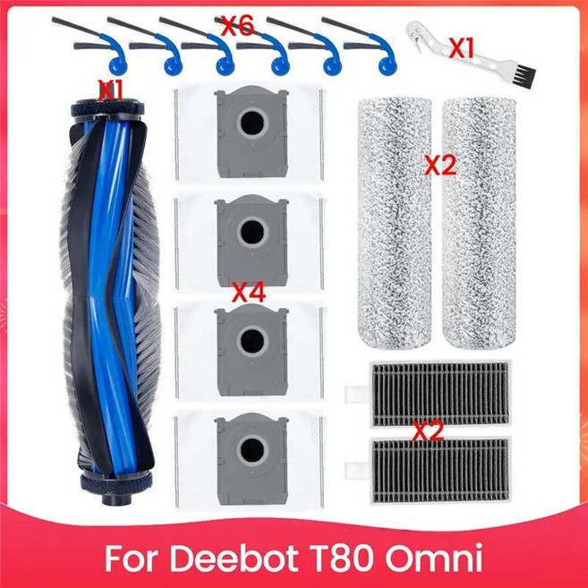 옴니 로봇 진공 청소기 빈티지 메인 사이드 브러시 필터 먼지 봉투 교체, 1개