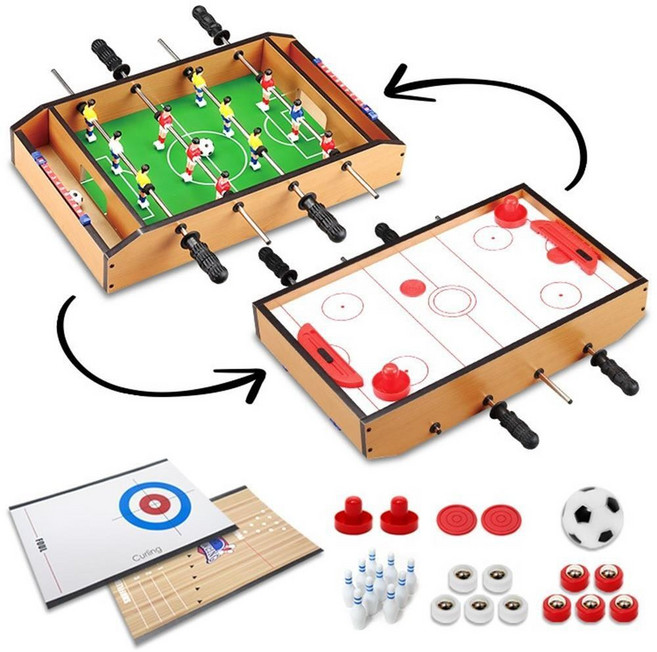 실내축구 탁상형 테이블게임 양면회전 하키대 미니경기장 레저스포츠 가정놀이 집안오락 가족대결, 1개, 6in1 멀티 게임테이블