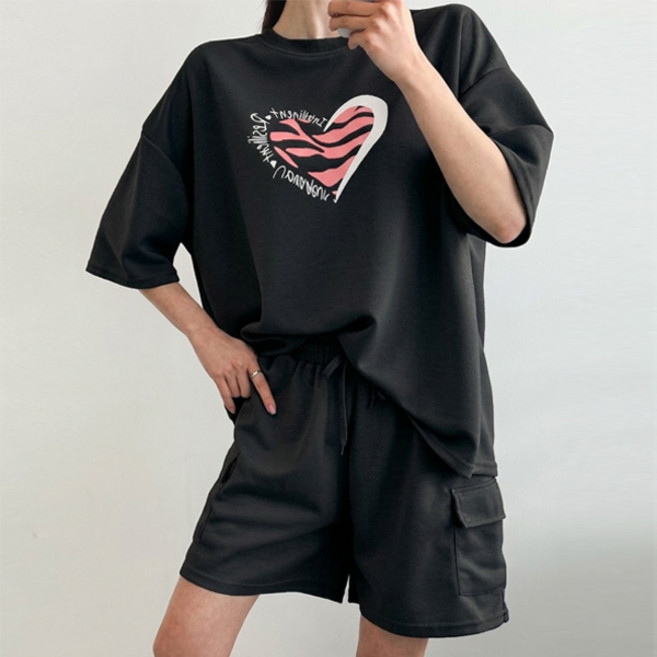 마이쏭 여성 여름신상 상하세트 빅사이즈 인텔리하트카고반바지세트