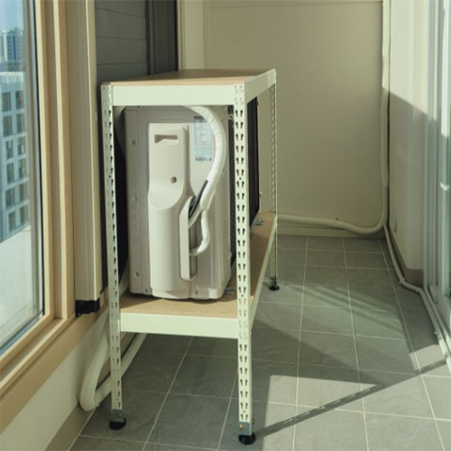 피피랙 실외기 선반 에어컨 받침대 거치대, 1개, (흰색)가로90cm깊이40cm 높이90cm,2단