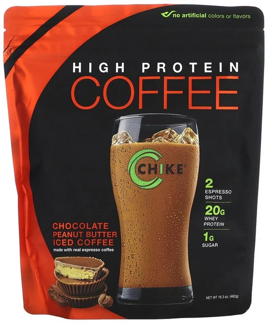 치키 뉴트리션 Chike Nutrition 하이 프로틴 아이스 커피 초콜릿 땅콩 버터 462g16.3oz123648원산지:기타, 분말 - 쿠팡