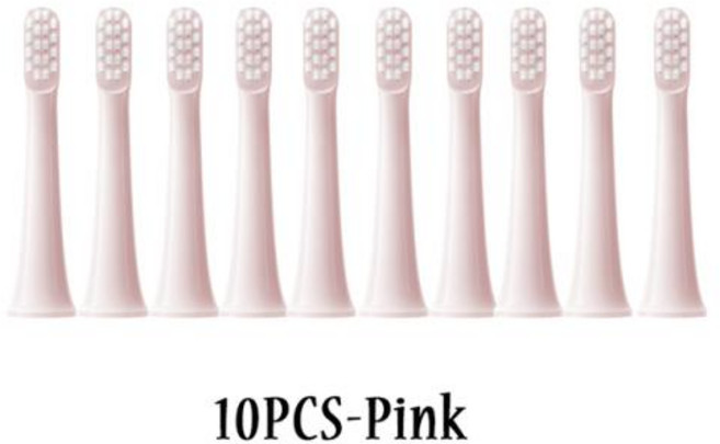 샤오미 미지아 T100 용 교체 브러시 헤드 음파 전동 칫솔 진공 듀퐁 소프트 강모 적합한 노즐 10 개, 10Pink, 2) 10Pink, 02 아이보리