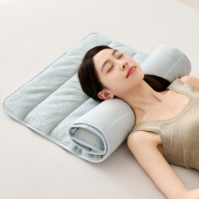 월드판다 높이 조절 가능한 경추 수면 베개 휴대용 패드 접이식, 1개, 블루