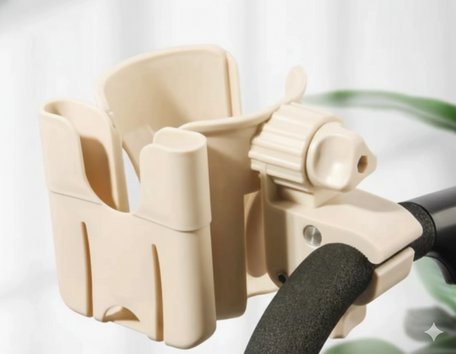 유모차 / 카시트 / 자전거 360도 회전 컵홀더, 1개, 베이지