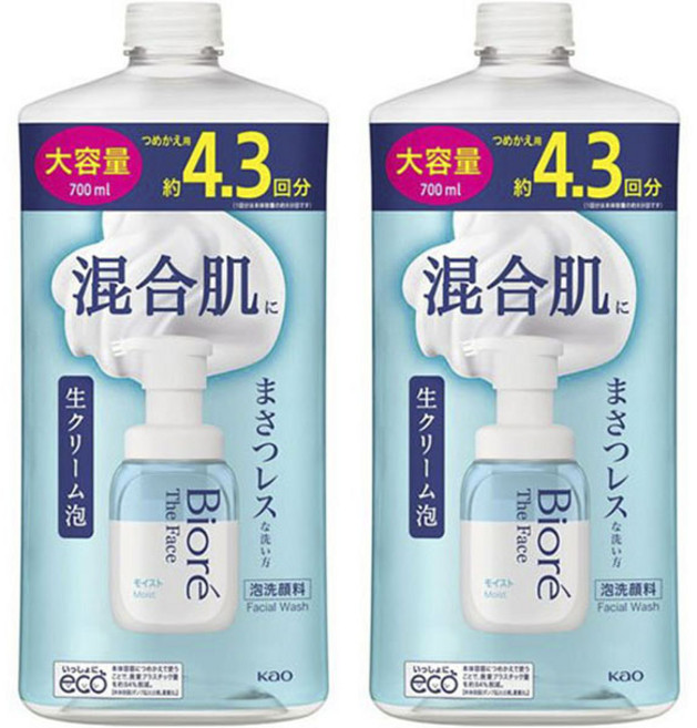 Biore 蜜妮 THE FACE 水潤潔面乳 補充包, 2個, 700ml