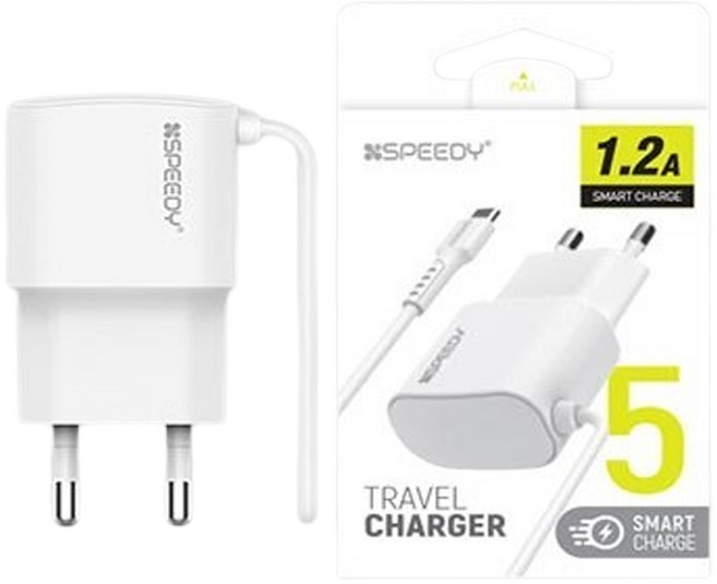 스피디 5핀 가정용 유선충전기, 1개, 화이트