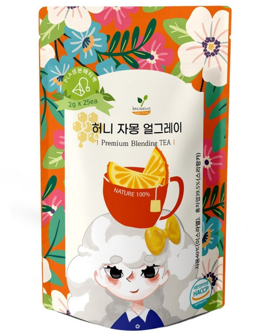 허니 자몽 얼그레이 과일 허브티 블렌딩차 삼각티백, 2g, 1개, 25개입