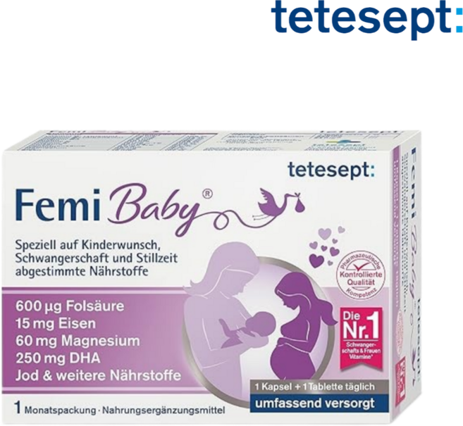 독일 tetesept 테테셉트 페미 베이비 엽산 요오드 DHA 30정, 1개