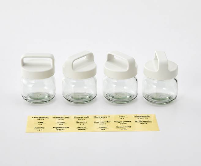 모던하우스 핸들 심플양념병 세트 250ml, 1세트, 양념병 4p + 스티커