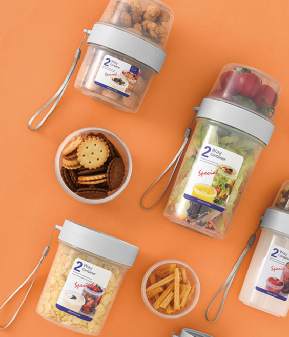 죠죠수퍼 샐러드용기 런치박스 도시락통 씨리얼통 견과류통 피크닉 다이어트 밀폐, 1개