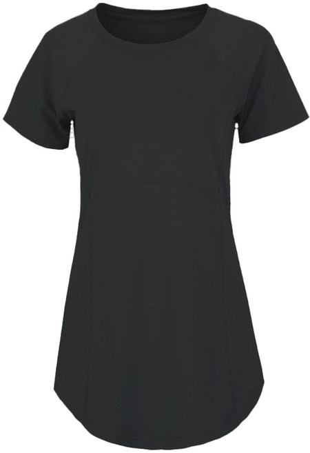 遮臀顯瘦瑜珈運動上衣 長版透氣速乾短袖T恤 修身女健身服