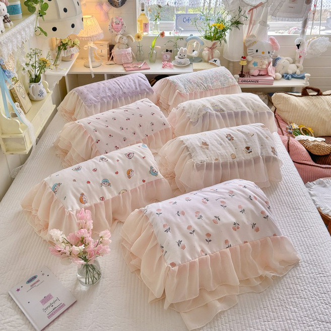 夏季韓版雪紡花邊空調被四件套, 組合圖 僅供展示不可下單