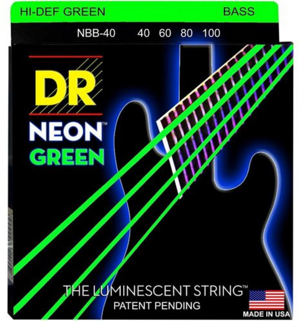 DR 스트링 하이-데프 네온 베이스 기타 스트링 (NGB-40) DR Strings HI-DEF NEON Bass Guitar Strings (NGB-40), 문자열, 1개
