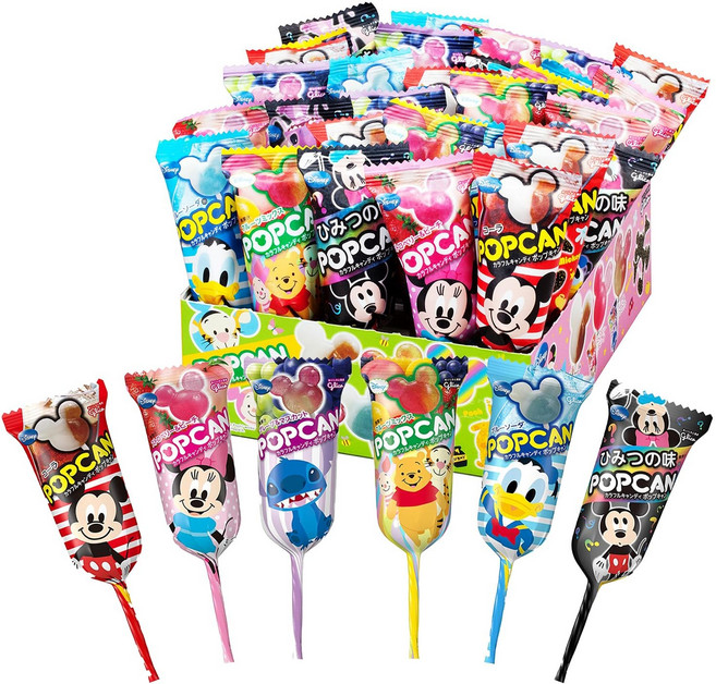 팝캔 다채로운 사탕 1상자 6종류 30개 세트 디즈니 에자키 글리코 candy lollipop disney mickeymouse, 1개, 1g