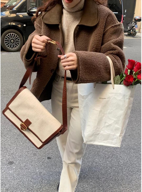 루어스룸 달링 투웨이 리버시블 양면 양털 안감 뽀글이 퍼 카라 무스탕 자켓 코트