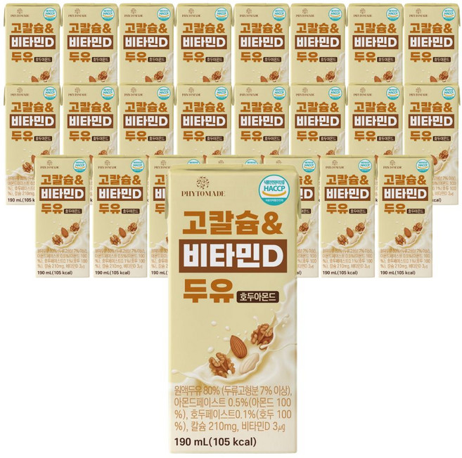 파이토메이드 고칼슘 & 비타민D 두유 호두아몬드, 24개, 190ml