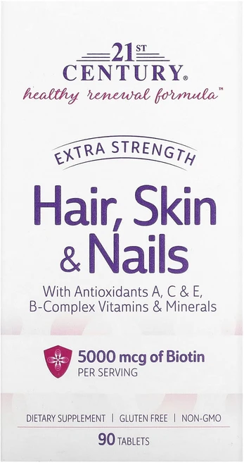 21st Century 모발 피부 및 손발톱 엑스트라 스트렝스 90정, 21st Century 모발 피부 및 ..., 1개 - 쿠팡