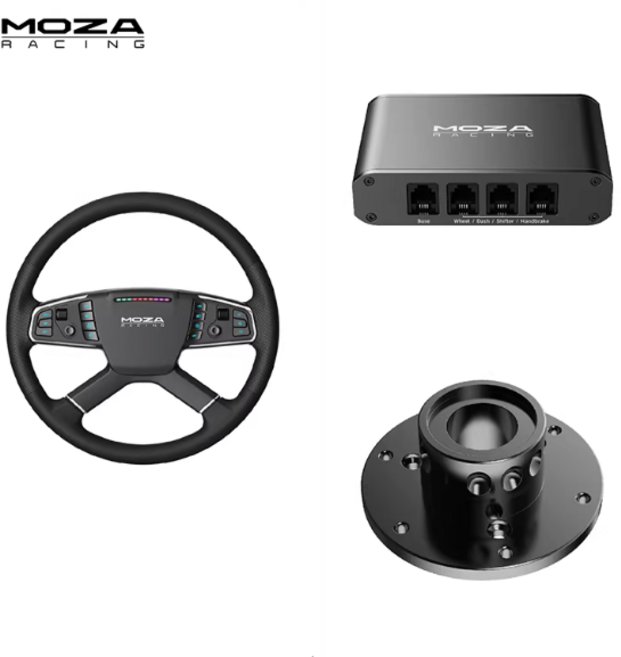 MOZA TSW 레이싱 트럭 스티어링 휠 트럭 휠 시뮬레이터 게임TSW 핸들링, TSW핸들본품+멀티댑박스+서드파티베이스탭