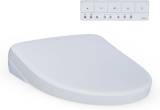 TOTO WASHLET+ S7 전자 비데 변기 시트 EWATER+ 그릇 및 지팡이 청소와 현대적인 뚜껑 길쭉한 면 흰색 - SW4726AT40#01, Cotton White, Elongated, Classic Lid