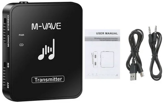 M-VAVE WP-10 무선 이어백 리시버 충전식 리시버 무선 이어폰 모니터 변속기 시스템 2.4GHz, [02] 1 pcs Transmission